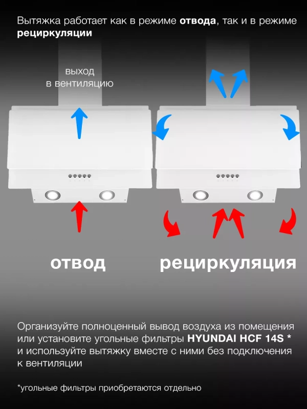 Вытяжка каминная HGH 6830 WG белый Вытяжка каминная HGH 6830 WG белый