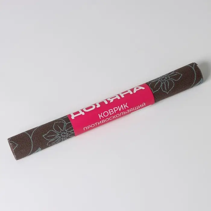 Коврик противоскользящий Доляна &laquo;Вьющиеся цветы&raquo;, 45&times;100 см, цвет коричневый