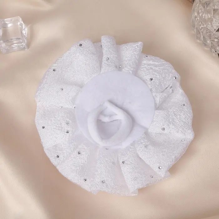 Бант для волос на резинке &laquo;Школьница&raquo;, капельки синий бант, d=11 см, сине-белый