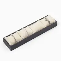 Подставка для часов, браслетов QF, флок, 4 места, 33&times;8&times;3.5 см, серо-бежевая