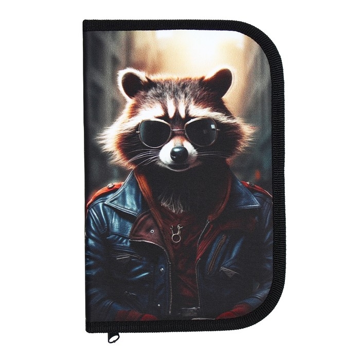 Пенал 1 секция, 130 х 210 х 40 мм, 2 откидные планки, тканевый, Calligrata TOP, Content Пенал 1 секция, 130 х 210 х 40 мм, 2 откидные планки, тканевый, Calligrata TOP, Content "Енот"