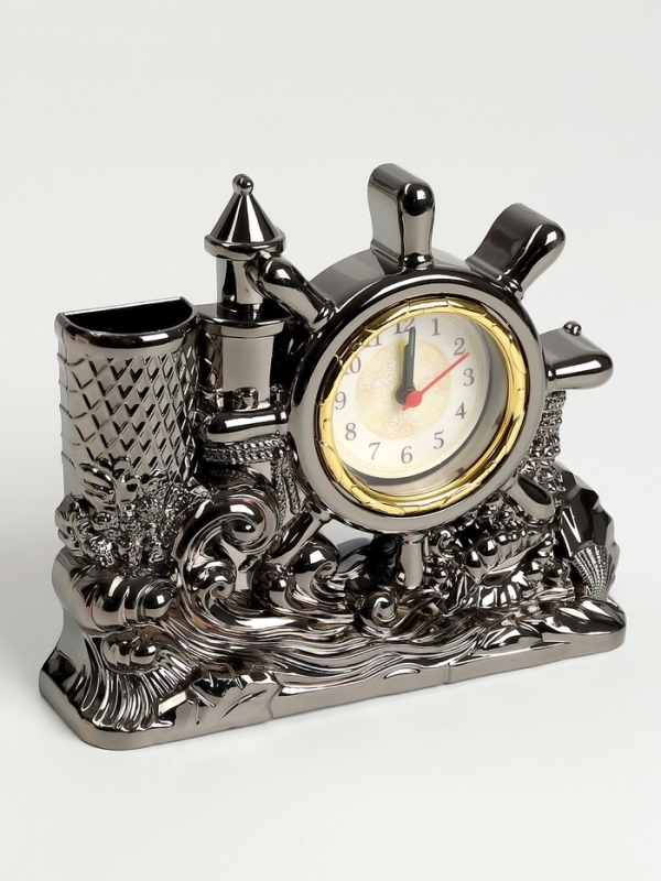 Часы будильник настольные, органайзер для канцелярии, 14 х 18 х 4.5 см, d-5.5 см Часы будильник настольные, органайзер для канцелярии, 14 х 18 х 4.5 см, d-5.5 см