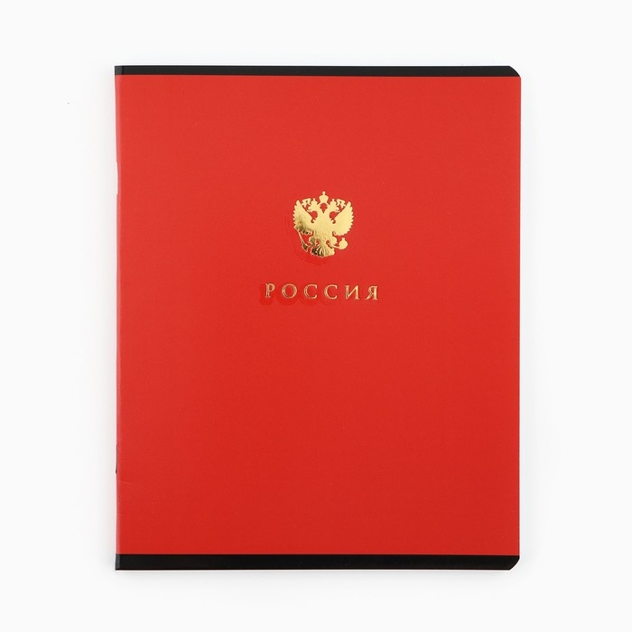 Тетрадь в клетку, 48 листов А5 на скрепке внутренний блок №1 МИКС «Патриотизм» тиснение, твин лак, уф лак