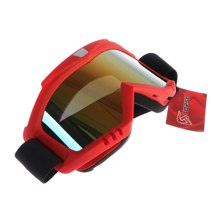 Очки-маска для езды на мототехнике, стекло золотой хром, цвет красный, ОМ-13 Очки-маска для езды на мототехнике, стекло золотой хром, цвет красный, ОМ-13