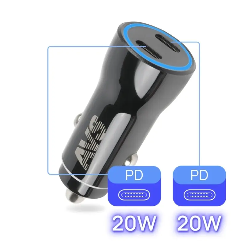 USB автомобильное зарядное устройство AVS 2 порта UC-740 (PD Type C 40W)