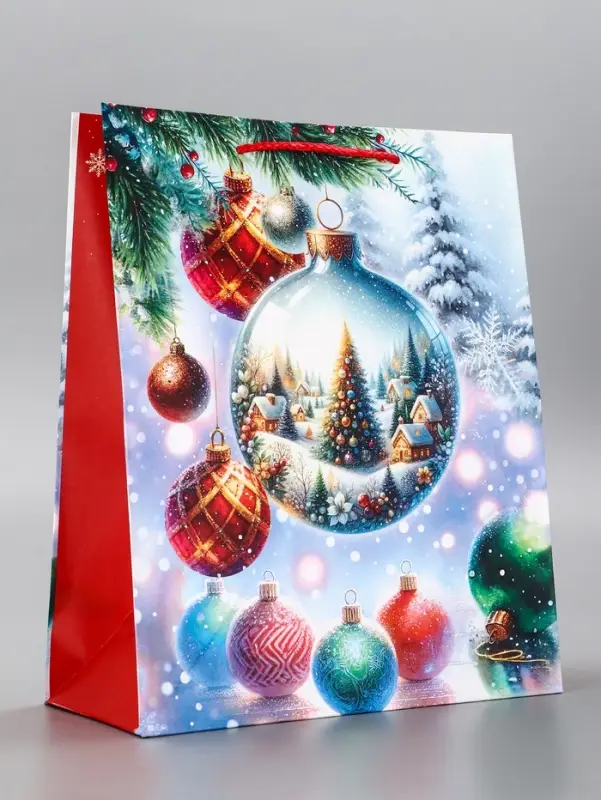 Пакет подарочный новогодний ламинированный, &laquo;Шар Новогодний&raquo;, 26&times;12&times;32 см