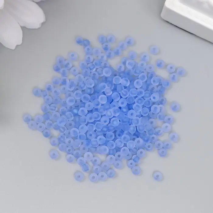 Бисер стекло 8/0  Бисер стекло 8/0 "Матовый полупрозрачный. Джинса" 10 гр