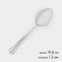Ложка столовая, длина 19.8 см, толщина 1.2 мм, упрощённой обработки, цвет серебряный