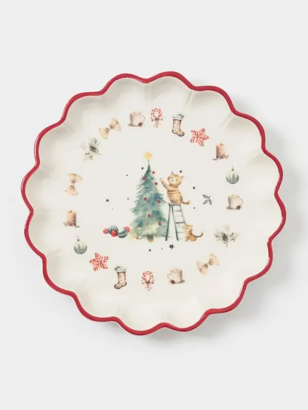 Тарелка сервировочная новогодняя Доляна «Волшебный праздник», d=20 см, доломит, белая