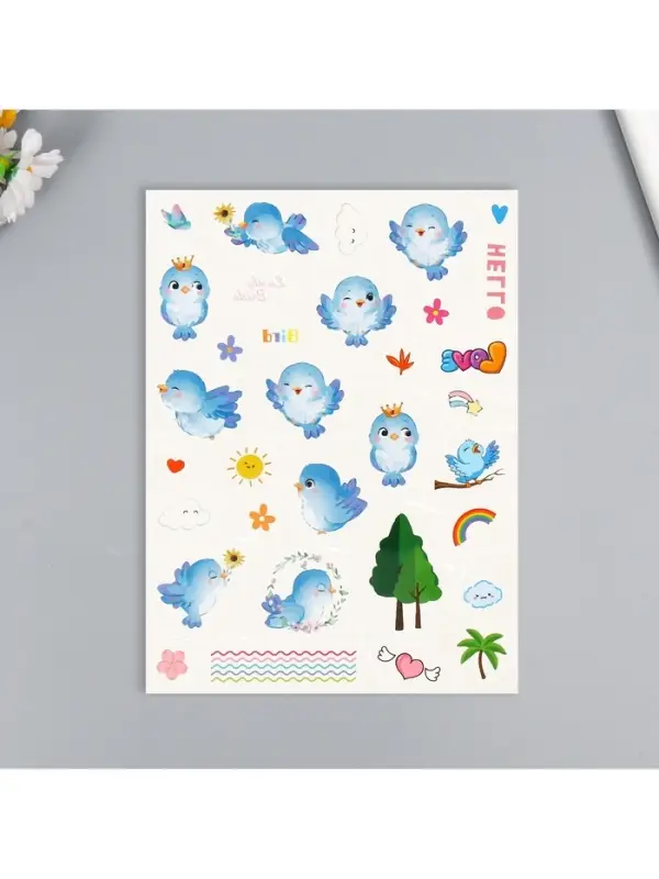 Переводные тату на тело цветные «Птицы. Олешки», 24×14.5 см, МИКС