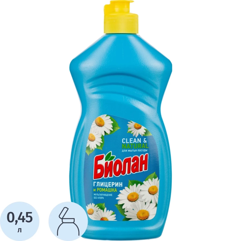 Средство для мытья посуды Биолан Глицерин и ромашка 450гр &nbsp;
