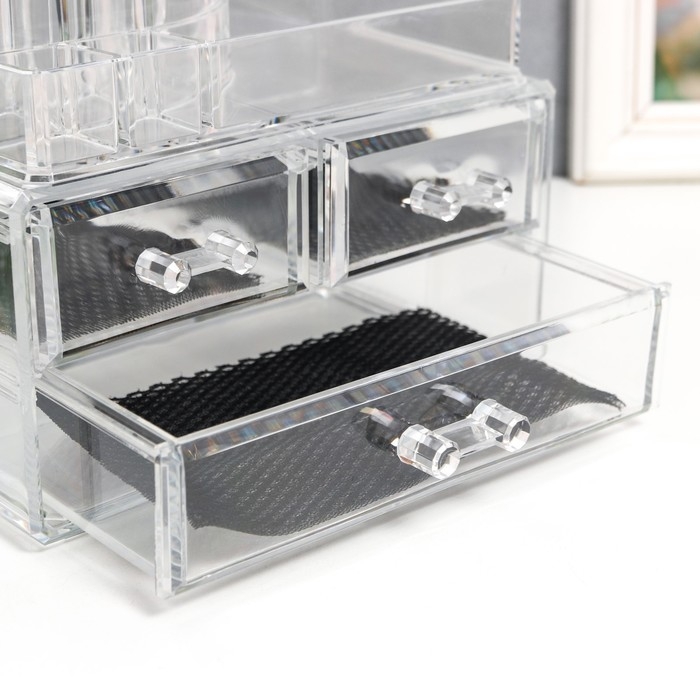 Шкатулка-органайзер пластик 3 ящика прозрачная 16х19х12 см Шкатулка-органайзер пластик 3 ящика прозрачная 16х19х12 см