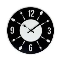 Часы настенные интерьерные &laquo;Вилка-ложка&raquo;, d=35 см, бело-чёрные