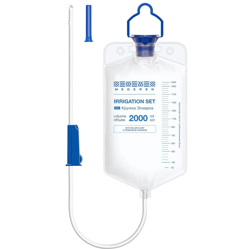 Кружка Эсмарха Mederen однораз. стерил. с рол. заж,2,0л, 0316-M100-03