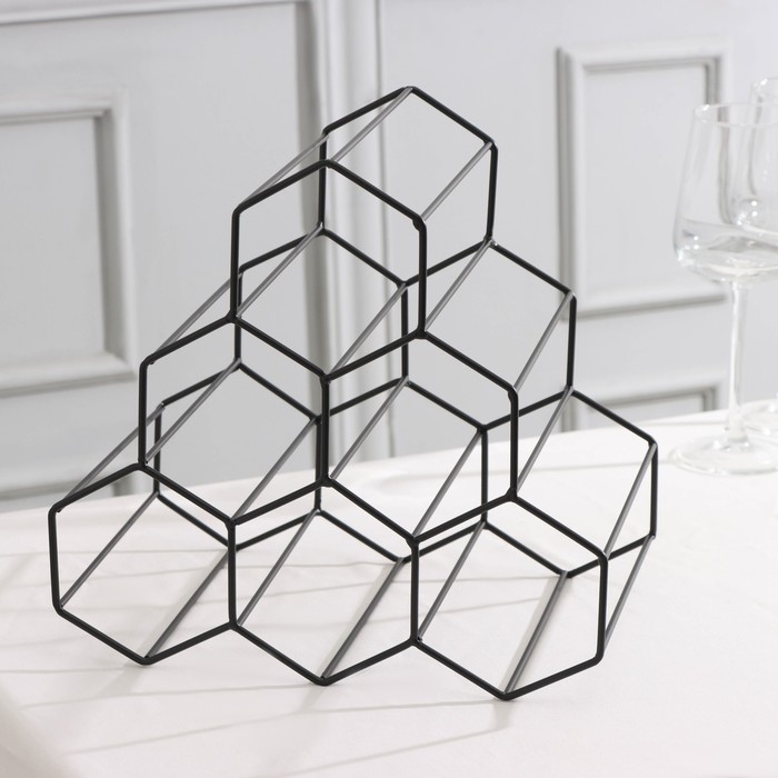 Подставка для бутылок Доляна «Соты», 28,5×27,4×21 см, цвет чёрный Подставка для бутылок Доляна «Соты», 28,5×27,4×21 см, цвет чёрный