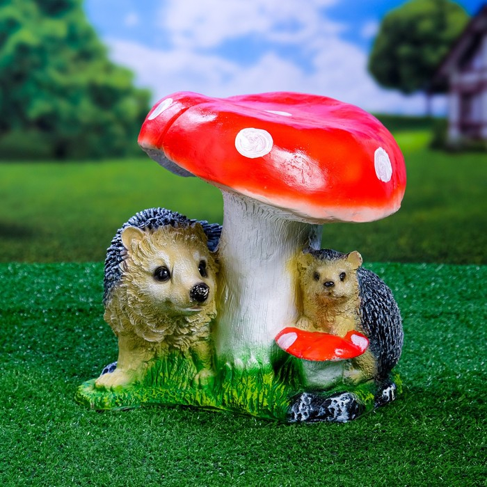 Садовая фигура  Садовая фигура "Гриб с двумя ежами" 26х30х30см