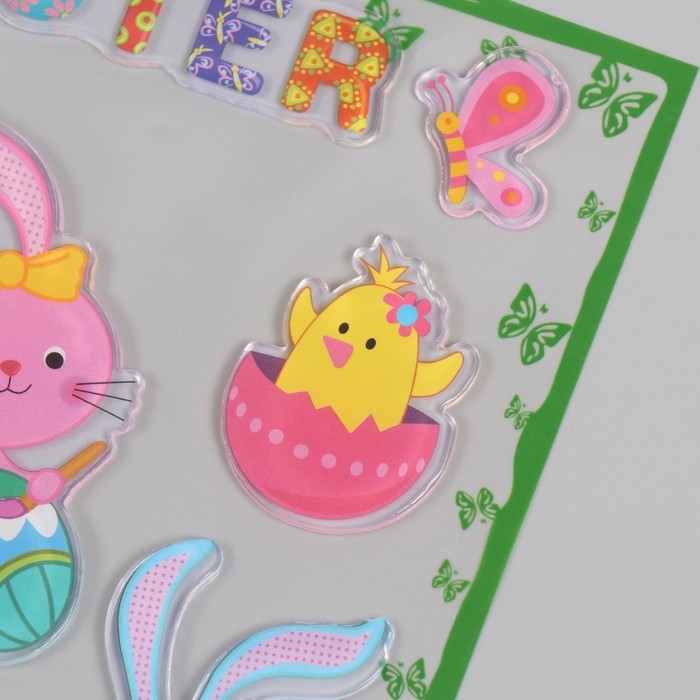 Наклейка силикон на стекло Наклейка силикон на стекло "Пасхальные друзья" 19,5х19,5 см 7882176
