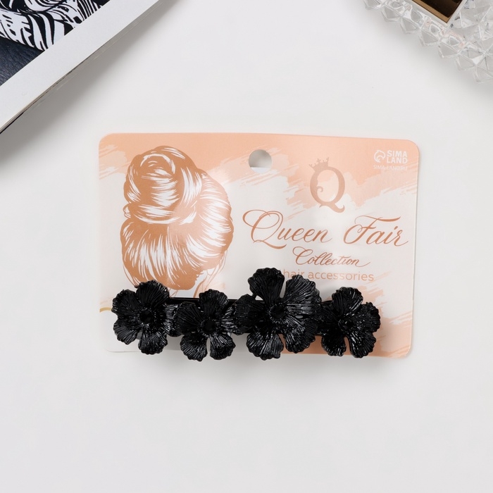 Заколка-автомат Заколка-автомат "Эстер" цветы, 8 см, чёрный