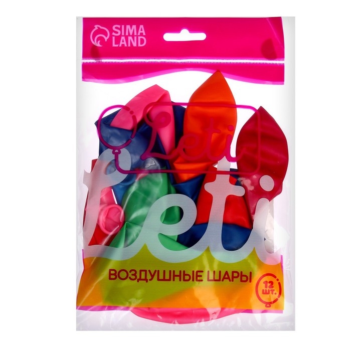 Шар латексный 12", металл, набор 12 шт., цвета МИКС
