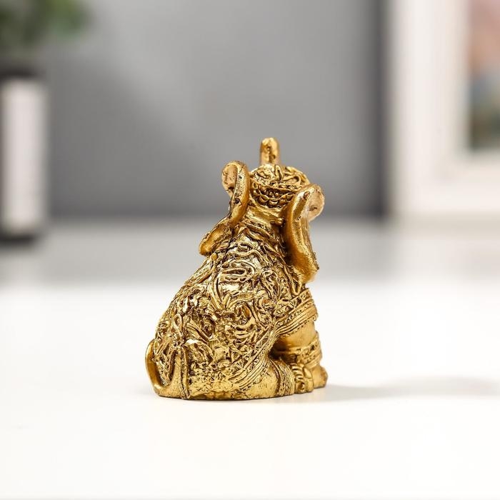 Сувенир полистоун Сувенир полистоун "Золотые слоники, рисунки на попоне" набор 6 шт 4,7х5,5х3 см