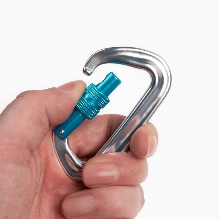 Карабин с муфтой, 8 х 4.5 см, 26 KN, серебристый Карабин с муфтой, 8 х 4.5 см, 26 KN, серебристый