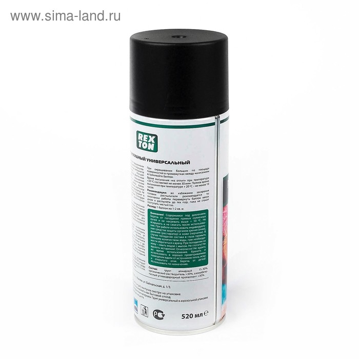 Грунт универсальный REXTON алкидный черный, аэрозоль, 520 мл Грунт универсальный REXTON алкидный черный, аэрозоль, 520 мл