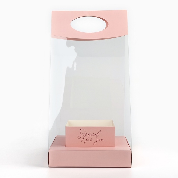 Коробка подарочная складная переноска для цветов, упаковка, «Персик», 20 x 20 x 4 см Коробка подарочная складная переноска для цветов, упаковка, «Персик», 20 x 20 x 4 см