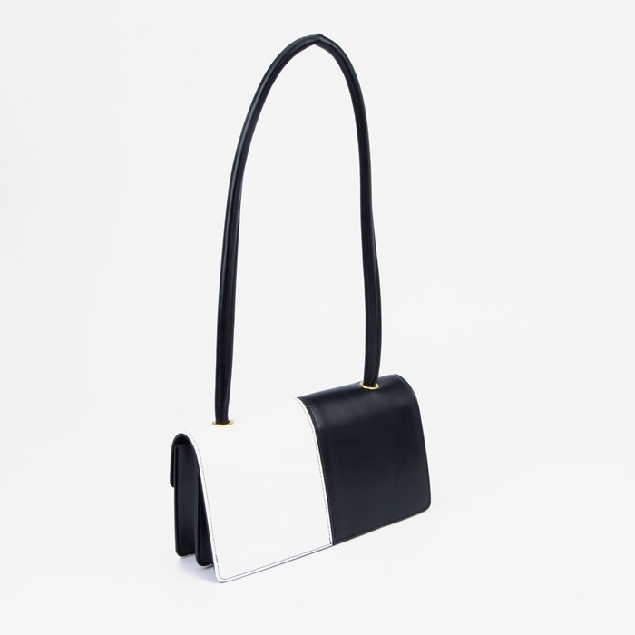 Сумка-мессенджер на клапане, цвет белый/чёрный Сумка-мессенджер на клапане, цвет белый/чёрный
