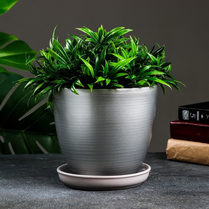 Горшок цветочный Горшок цветочный "Амелия" серый, 2,4 л
