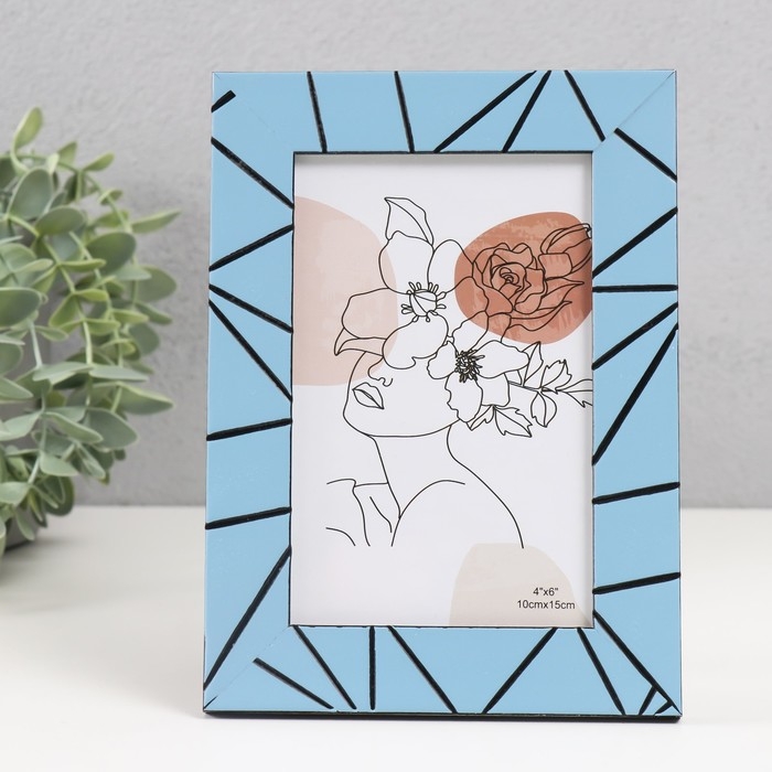 Фоторамка пластик 10х15 см Фоторамка пластик 10х15 см "Хаос. Прямые линии" голубая 18,3х13,5 см