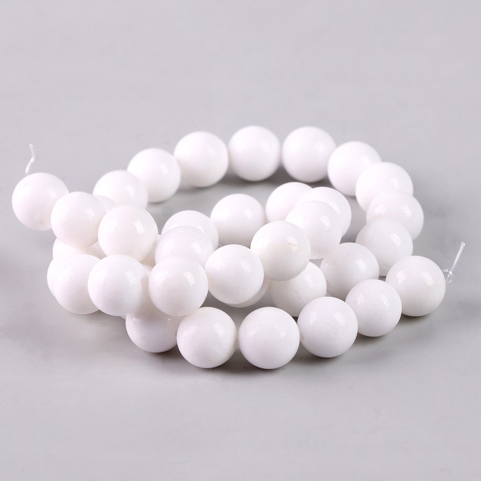 Бусины из натурального камня «Белый агат» набор 36 шт., размер 1 шт. — 10 мм Бусины из натурального камня «Белый агат» набор 36 шт., размер 1 шт. — 10 мм