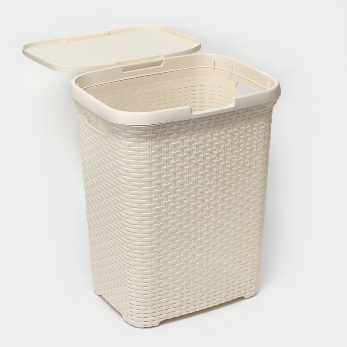 Корзина бельевая с крышкой, 60 л, 34×44×56 см, цвет слоновая кость Корзина бельевая с крышкой, 60 л, 34×44×56 см, цвет слоновая кость