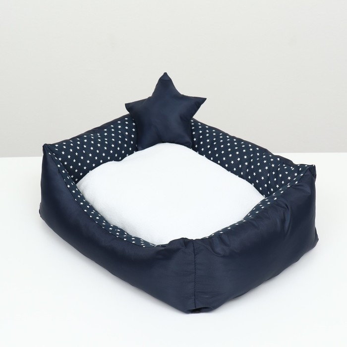 Лежанка со звездочками , 50 х 40 х 15 см, подушка из бязи, флиса, Лежанка со звездочками , 50 х 40 х 15 см, подушка из бязи, флиса,