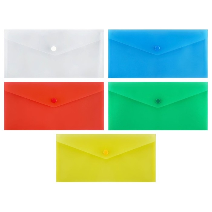 Набор папок-конвертов на кнопке 10 штук, travel (С6+), 150 мкм, Calligrata Standard, прозрачные, микс Набор папок-конвертов на кнопке 10 штук, travel (С6+), 150 мкм, Calligrata Standard, прозрачные, микс