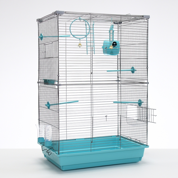 Клетка для птиц Клетка для птиц "Пижон" №104-Б, разборная, 2 секции, 58 х 40 х 88см, бирюзовая