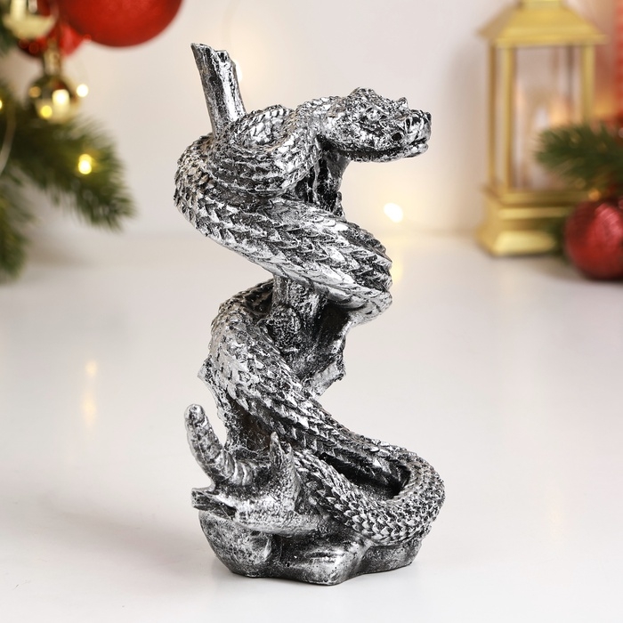 Фигура Фигура "Змея на ветке" 7х10х15см, серебро