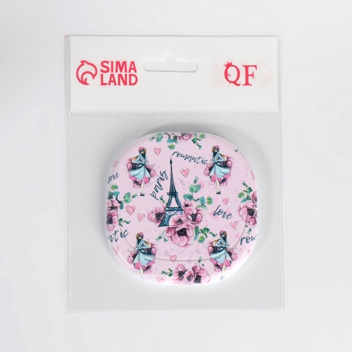 Зеркало карманное «Узор», с подставкой, 8 × 8 см, цвет нежно - розовый