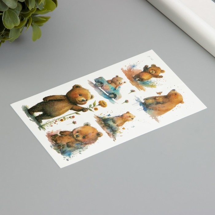 Татуировка на тело фосфорные с блёстками Татуировка на тело фосфорные с блёстками "Медвежонок" 7,5х12 см