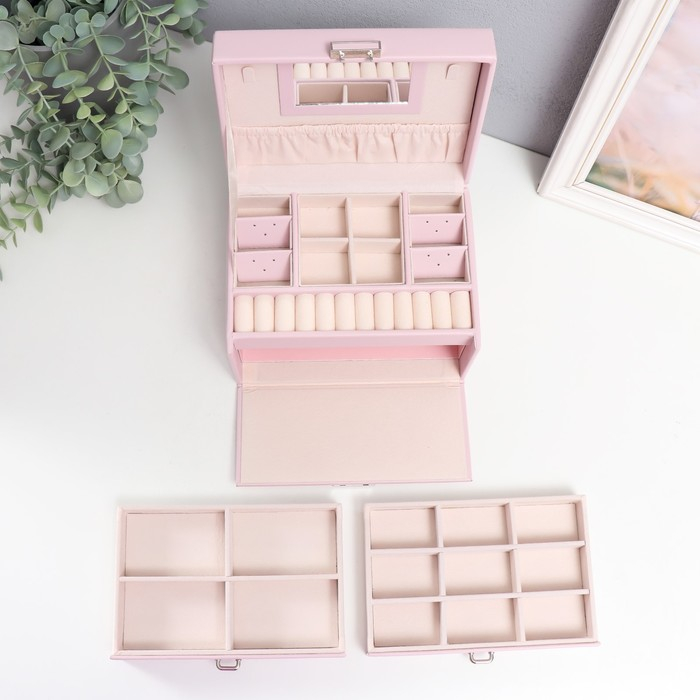 Шкатулка кожзам для украшений сундук Шкатулка кожзам для украшений сундук "Гладкость. Матовый светло-розовый" 11х18х13,7 см