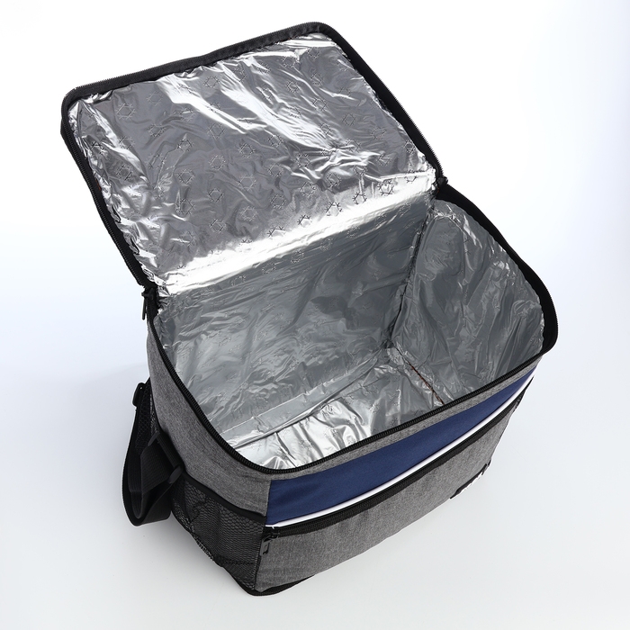 Термосумка на молнии, наружный карман, 15 л, цвет серый/синий Термосумка на молнии, наружный карман, 15 л, цвет серый/синий