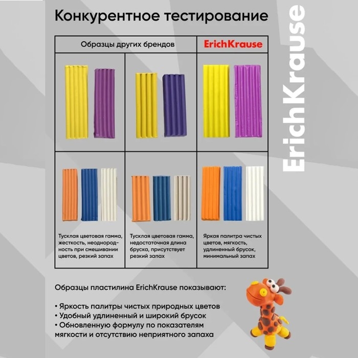 Пластилин 10 цветов, 160 г, ErichKrause Basic, в картонной упаковке Пластилин 10 цветов, 160 г, ErichKrause Basic, в картонной упаковке