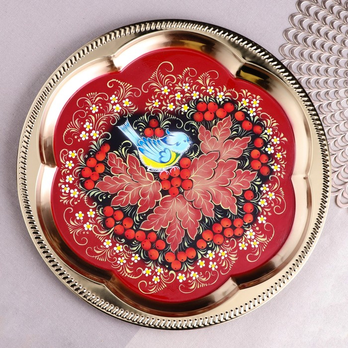 Набор «Рябина», 3 предмета, самовар 3 л, заварочный чайник 0,7 л, поднос Набор «Рябина», 3 предмета, самовар 3 л, заварочный чайник 0,7 л, поднос