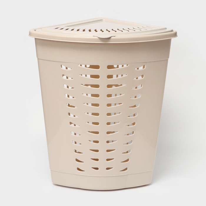 Корзина для белья угловая с крышкой, 45 л, 37×50×56 см, цвет слоновая кость Корзина для белья угловая с крышкой, 45 л, 37×50×56 см, цвет слоновая кость