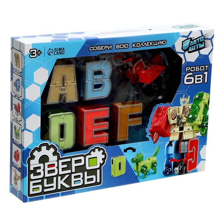 Робо-буквы «Звери», набор 6 в 1, трансформируются, собираются в 1 робота