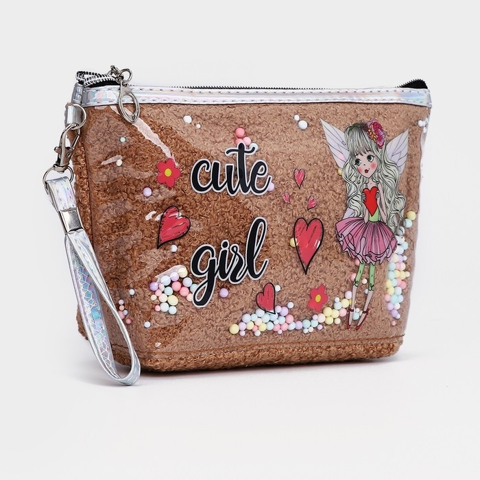 Косметичка на молнии, цвет коричневый Косметичка на молнии, цвет коричневый