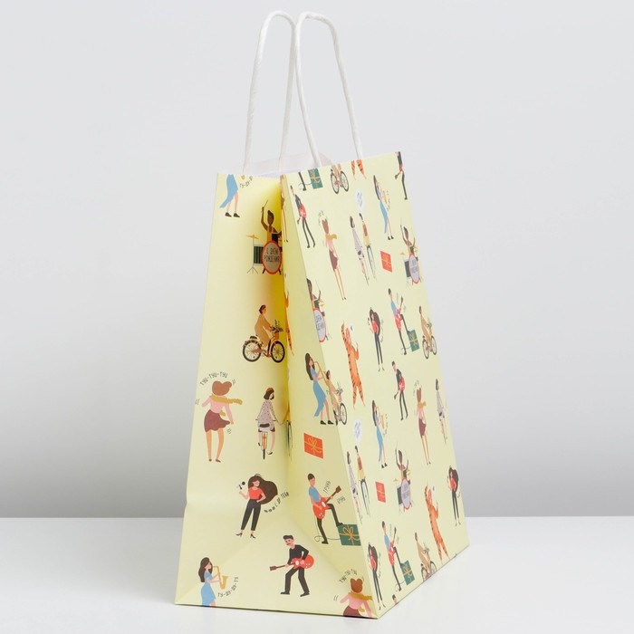 Пакет подарочный крафтовый, упаковка, «С днём рождения», 22 х 25 х 12 см