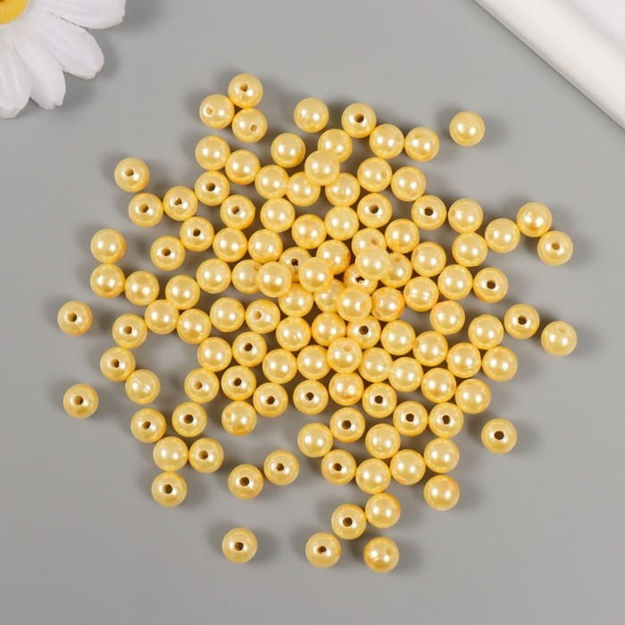 Набор бусин Набор бусин "Жемчуг" d 8 мм, 250 гр, светло-жёлтый