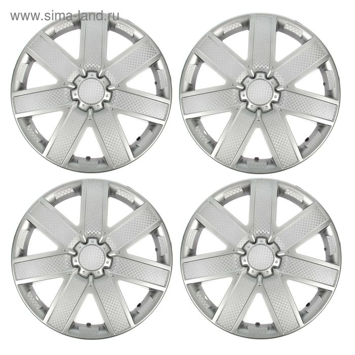 Колпаки колесные R15 Колпаки колесные R15 "ГАЛАКСИ", серебристый карбон, набор 4 шт.
