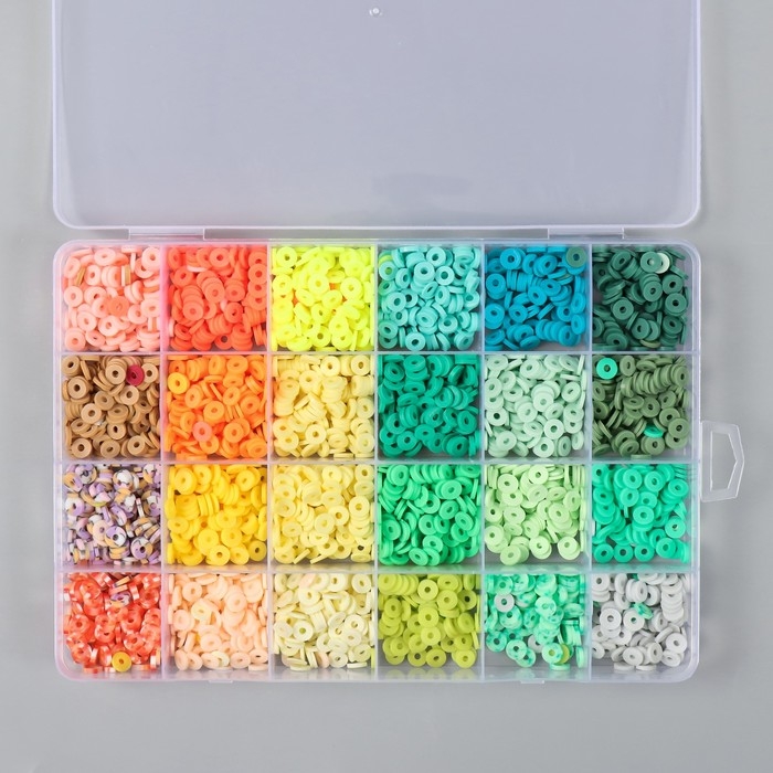 Декор для творчества пластик Декор для творчества пластик "Палитра зелёного и жёлтого" d=0,6 см н-р 24 цвета 18,5х13х2 см