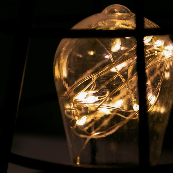 Ночник Ночник "Фонарь" LED от батареек 3хAAA черный 12х12х19 см RISALUX